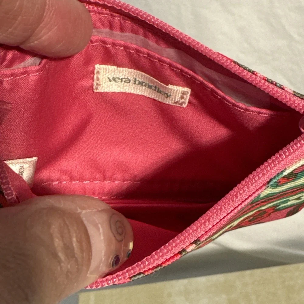 Vera Bradley Women's Coin Purse Floral  Zip Top ID Holder Keychain Pink NWT